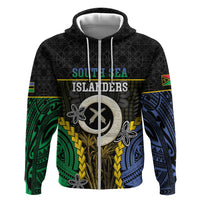 Personalised South Sea Islanders And Vanuatu Zip Hoodie Kanakas Sand Drawing Pattern LT05 Zip Hoodie Black - Polynesian Pride