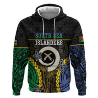 Personalised South Sea Islanders And Vanuatu Zip Hoodie Kanakas Sand Drawing Pattern LT05 Pullover Hoodie Black - Polynesian Pride