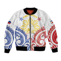 Philippines Bomber Jacket Katipunan Andres Bonifacio LT05 Unisex White - Polynesian Pride