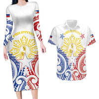 Philippines Couples Matching Long Sleeve Bodycon Dress and Hawaiian Shirt Katipunan Andres Bonifacio LT05 White - Polynesian Pride