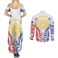 Philippines Couples Matching Summer Maxi Dress and Long Sleeve Button Shirt Katipunan Andres Bonifacio LT05 - Polynesian Pride