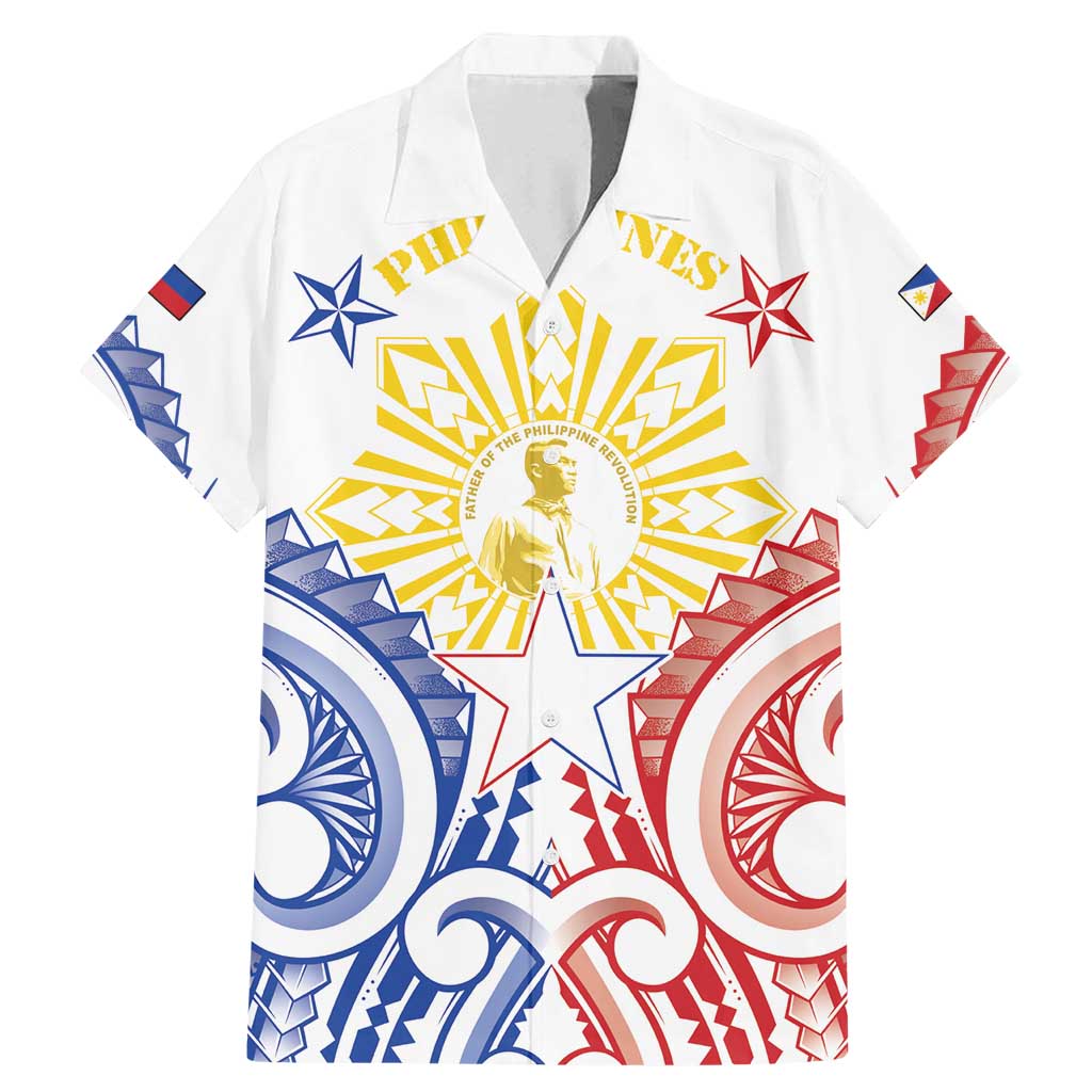 Philippines Family Matching Mermaid Dress and Hawaiian Shirt Katipunan Andres Bonifacio LT05 Dad's Shirt - Short Sleeve White - Polynesian Pride