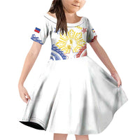 Philippines Family Matching Off Shoulder Short Dress and Hawaiian Shirt Katipunan Andres Bonifacio LT05 Daughter's Dress White - Polynesian Pride