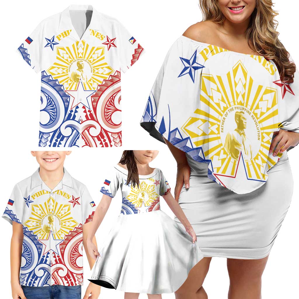 Philippines Family Matching Off Shoulder Short Dress and Hawaiian Shirt Katipunan Andres Bonifacio LT05 - Polynesian Pride