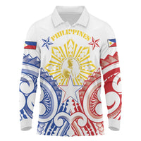 Philippines Long Sleeve Polo Shirt Katipunan Andres Bonifacio LT05 White - Polynesian Pride