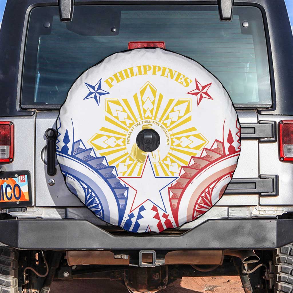 Philippines Spare Tire Cover Katipunan Andres Bonifacio LT05 White - Polynesian Pride