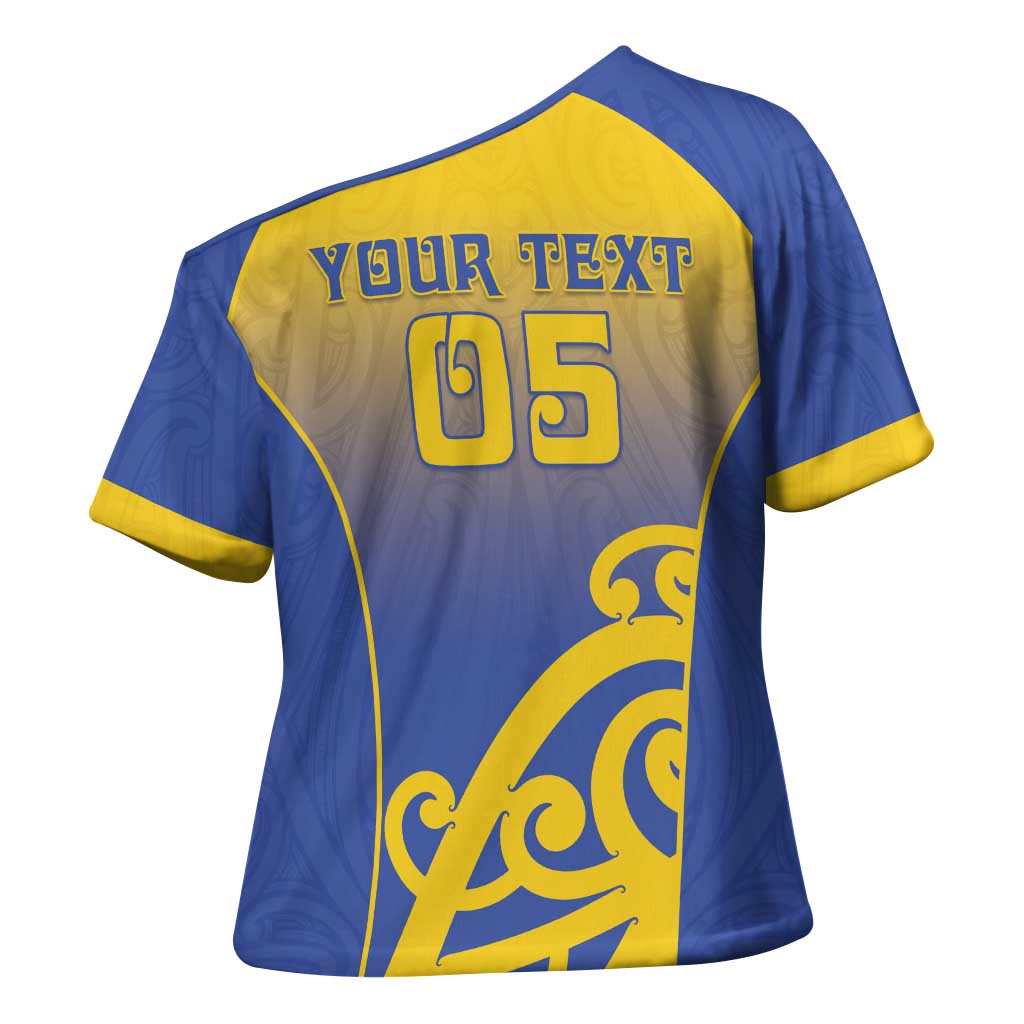 Custom James Cook High School Cross Shoulder Shirt Maori Koru Pattern