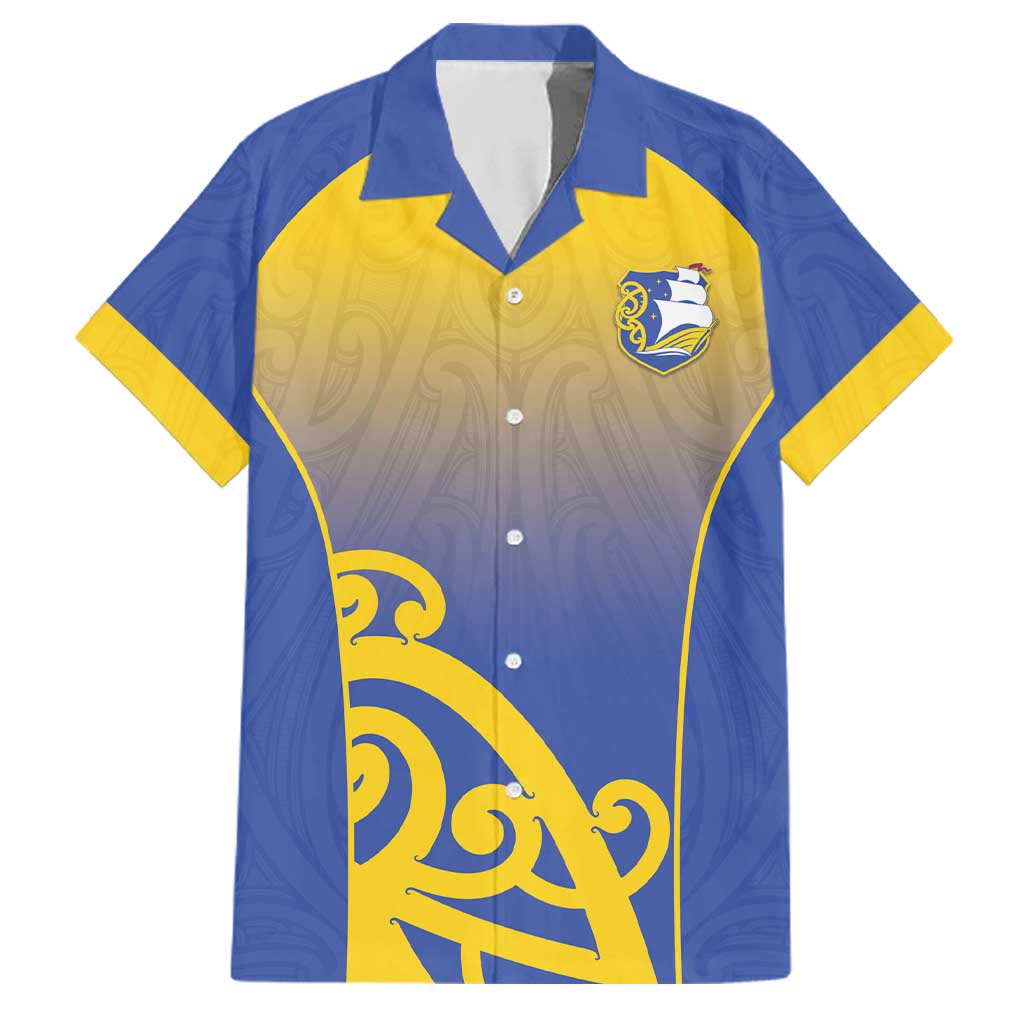 Custom James Cook High School Family Matching Mermaid Dress and Hawaiian Shirt Maori Koru Pattern LT05 Dad's Shirt - Short Sleeve Blue - Polynesian Pride