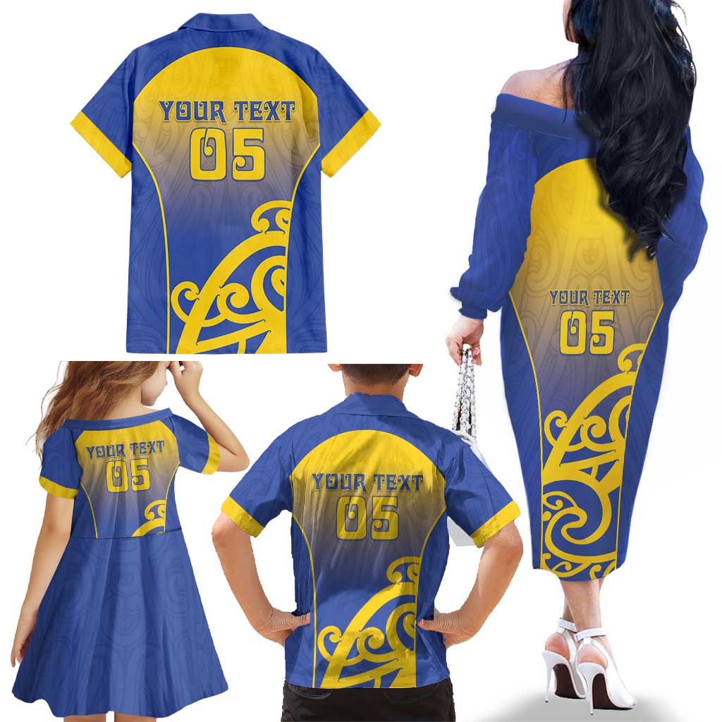 Custom James Cook High School Family Matching Off The Shoulder Long Sleeve Dress and Hawaiian Shirt Maori Koru Pattern LT05 - Polynesian Pride