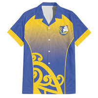 Custom James Cook High School Family Matching Off The Shoulder Long Sleeve Dress and Hawaiian Shirt Maori Koru Pattern LT05 Dad's Shirt - Short Sleeve Blue - Polynesian Pride