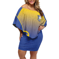 Custom James Cook High School Family Matching Off Shoulder Short Dress and Hawaiian Shirt Maori Koru Pattern LT05 Mom's Dress Blue - Polynesian Pride