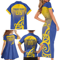 Custom James Cook High School Family Matching Short Sleeve Bodycon Dress and Hawaiian Shirt Maori Koru Pattern LT05 - Polynesian Pride