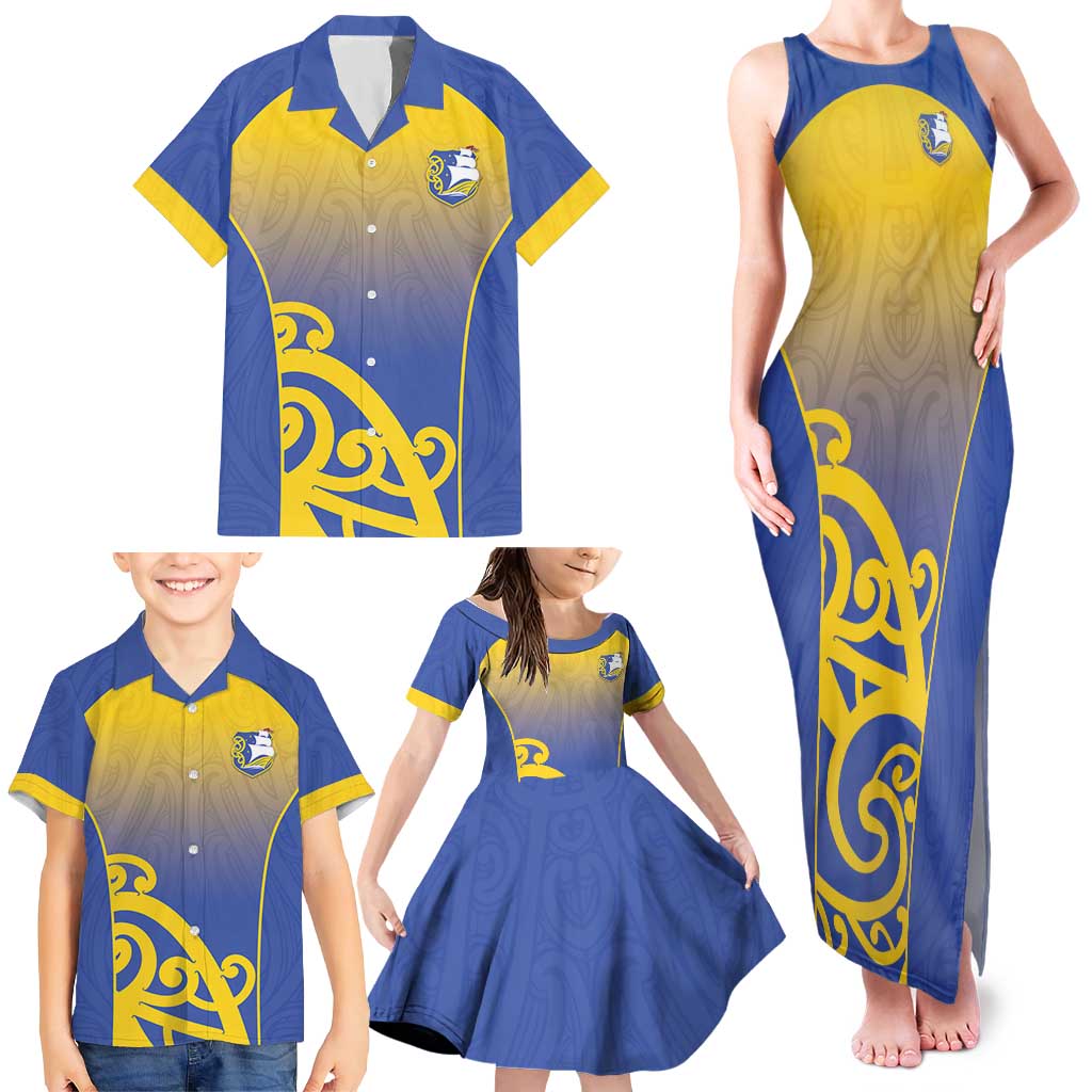 Custom James Cook High School Family Matching Tank Maxi Dress and Hawaiian Shirt Maori Koru Pattern LT05 - Polynesian Pride