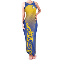 Custom James Cook High School Family Matching Tank Maxi Dress and Hawaiian Shirt Maori Koru Pattern LT05 Mom's Dress Blue - Polynesian Pride