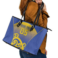 Custom James Cook High School Leather Tote Bag Maori Koru Pattern
