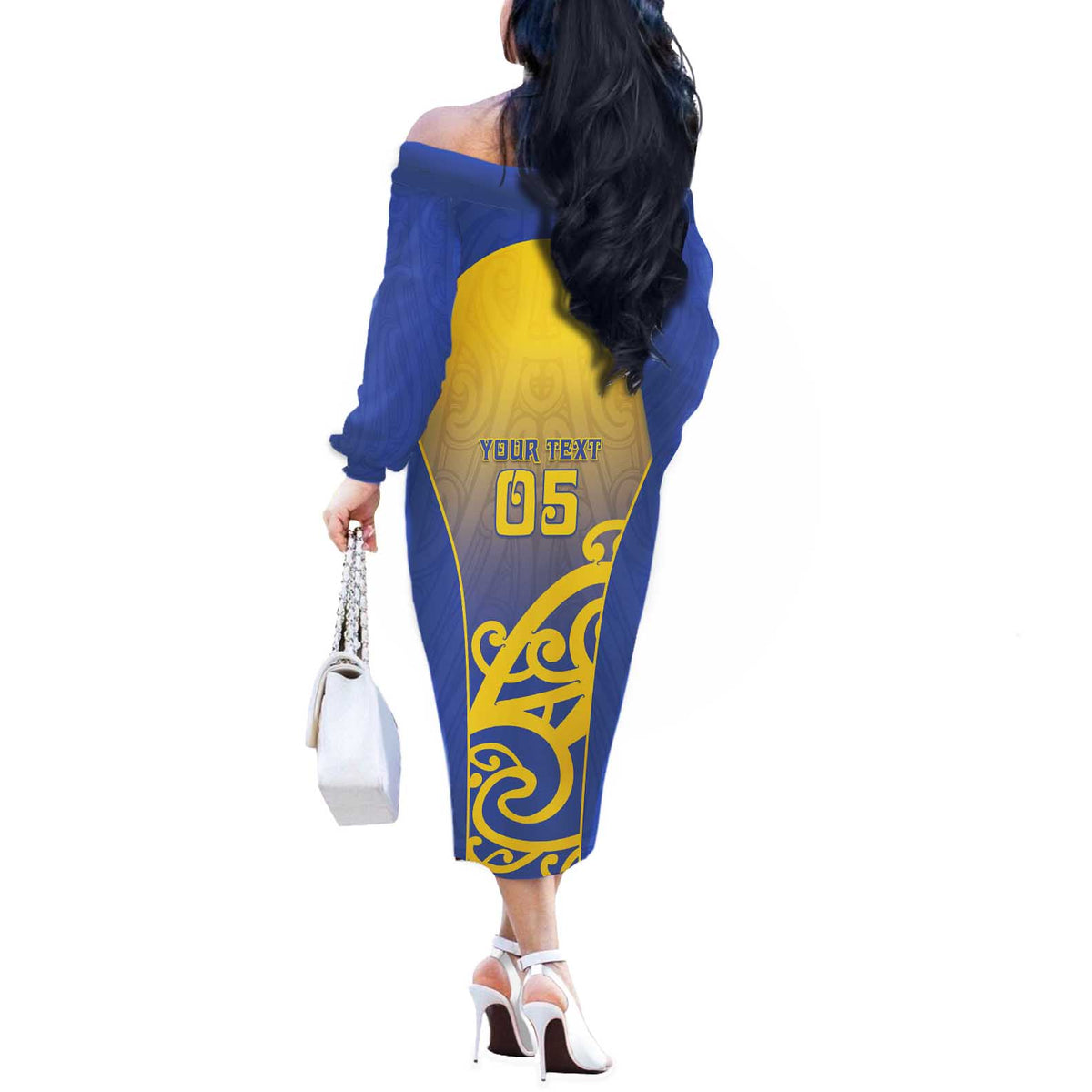 Custom James Cook High School Off The Shoulder Long Sleeve Dress Maori Koru Pattern LT05 - Polynesian Pride