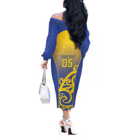 Custom James Cook High School Off The Shoulder Long Sleeve Dress Maori Koru Pattern LT05 - Polynesian Pride