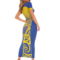 Custom James Cook High School Short Sleeve Bodycon Dress Maori Koru Pattern LT05 - Polynesian Pride