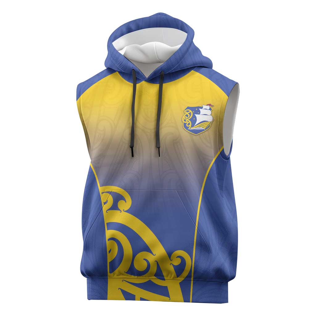 Custom James Cook High School Sleeveless Hoodie Maori Koru Pattern