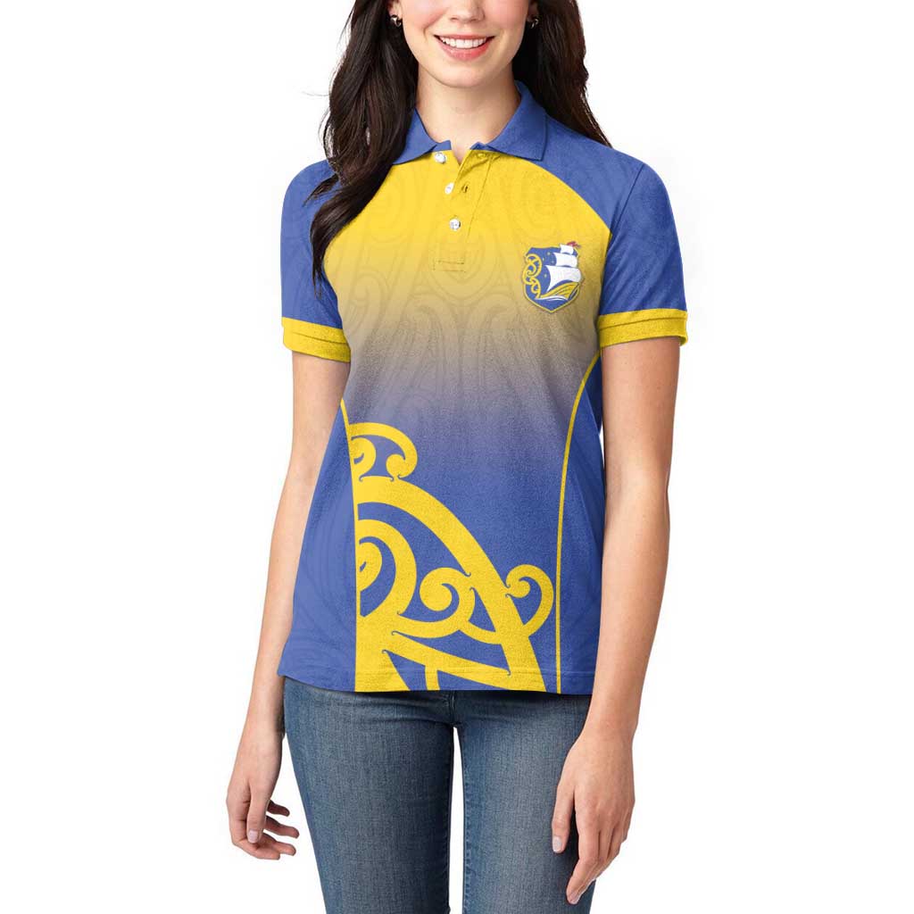 Custom James Cook High School Women Polo Shirt Maori Koru Pattern