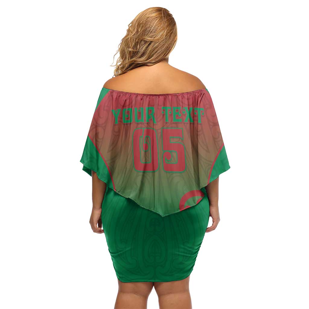 Custom Onehunga High School Family Matching Off Shoulder Short Dress and Hawaiian Shirt Maori Koru Pattern