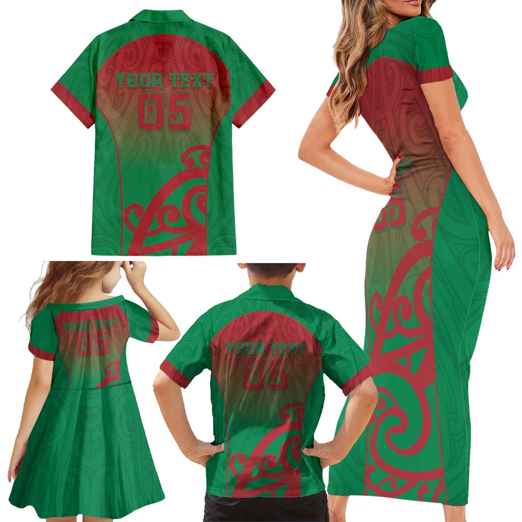 Custom Onehunga High School Family Matching Short Sleeve Bodycon Dress and Hawaiian Shirt Maori Koru Pattern LT05 - Polynesian Pride