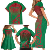 Custom Onehunga High School Family Matching Short Sleeve Bodycon Dress and Hawaiian Shirt Maori Koru Pattern LT05 - Polynesian Pride