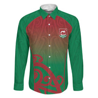 Custom Onehunga High School Family Matching Short Sleeve Bodycon Dress and Hawaiian Shirt Maori Koru Pattern LT05 Dad's Shirt - Long Sleeve Green - Polynesian Pride