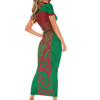 Custom Onehunga High School Family Matching Short Sleeve Bodycon Dress and Hawaiian Shirt Maori Koru Pattern LT05 - Polynesian Pride