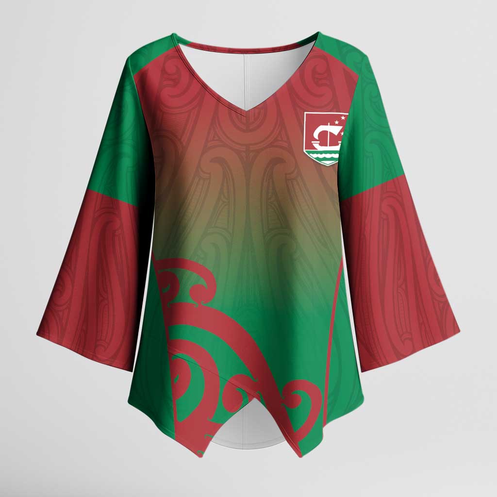 Custom Onehunga High School Kimono Sleeve Blouse Maori Koru Pattern