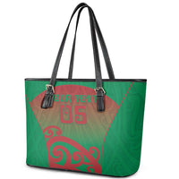 Custom Onehunga High School Leather Tote Bag Maori Koru Pattern