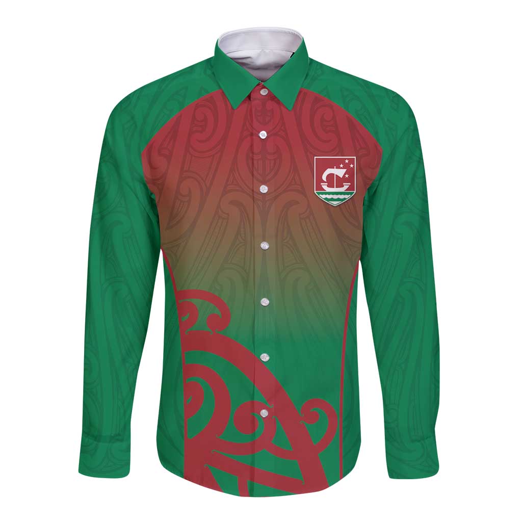 Custom Onehunga High School Long Sleeve Button Shirt Maori Koru Pattern