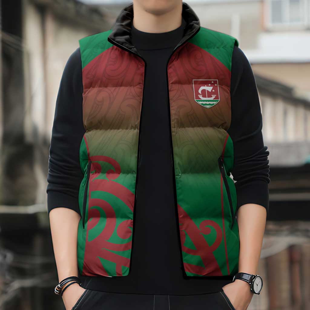 Custom Onehunga High School Sleeveless Puffer Jacket Maori Koru Pattern
