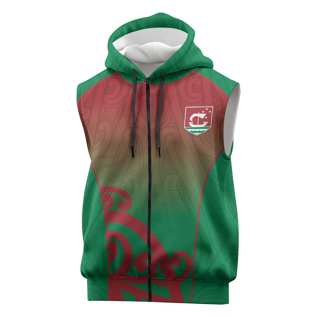 Custom Onehunga High School Sleeveless Zip Hoodie Maori Koru Pattern