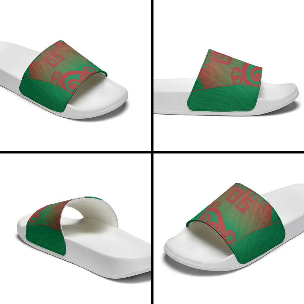 Custom Onehunga High School Slide Sandals Maori Koru Pattern