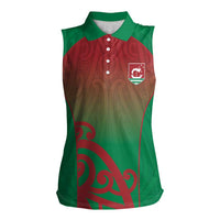 Custom Onehunga High School Women Sleeveless Polo Shirt Maori Koru Pattern LT05 Female Green - Polynesian Pride