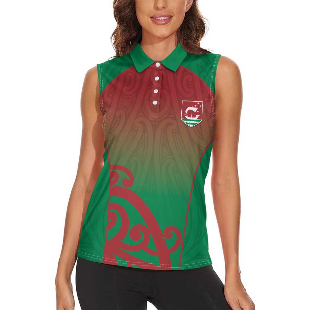 Custom Onehunga High School Women Sleeveless Polo Shirt Maori Koru Pattern LT05 - Polynesian Pride