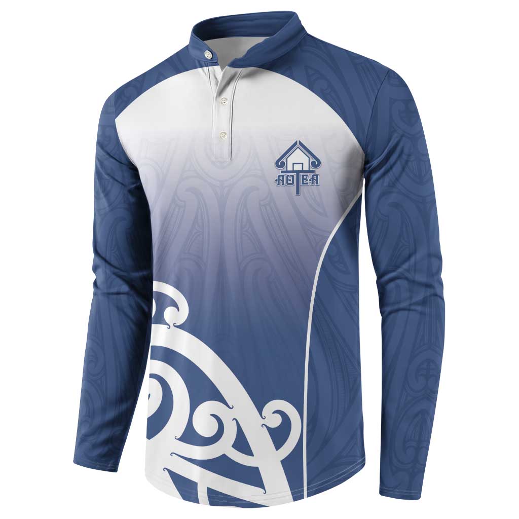 Custom New Zealand Aotea College Button Sweatshirt Maori Koru Pattern
