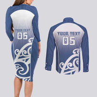 Custom New Zealand Aotea College Couples Matching Long Sleeve Bodycon Dress and Long Sleeve Button Shirt Maori Koru Pattern LT05 - Polynesian Pride