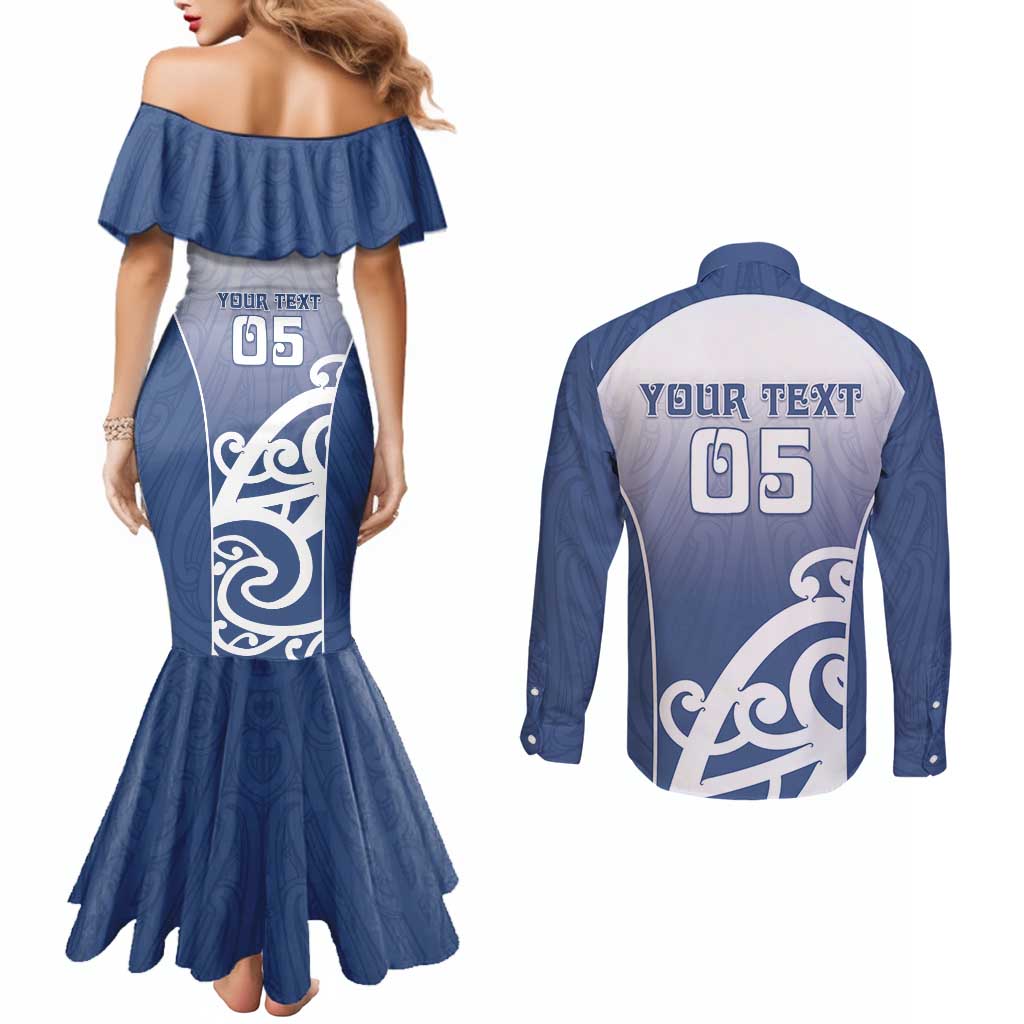 Custom New Zealand Aotea College Couples Matching Mermaid Dress and Long Sleeve Button Shirt Maori Koru Pattern LT05 - Polynesian Pride