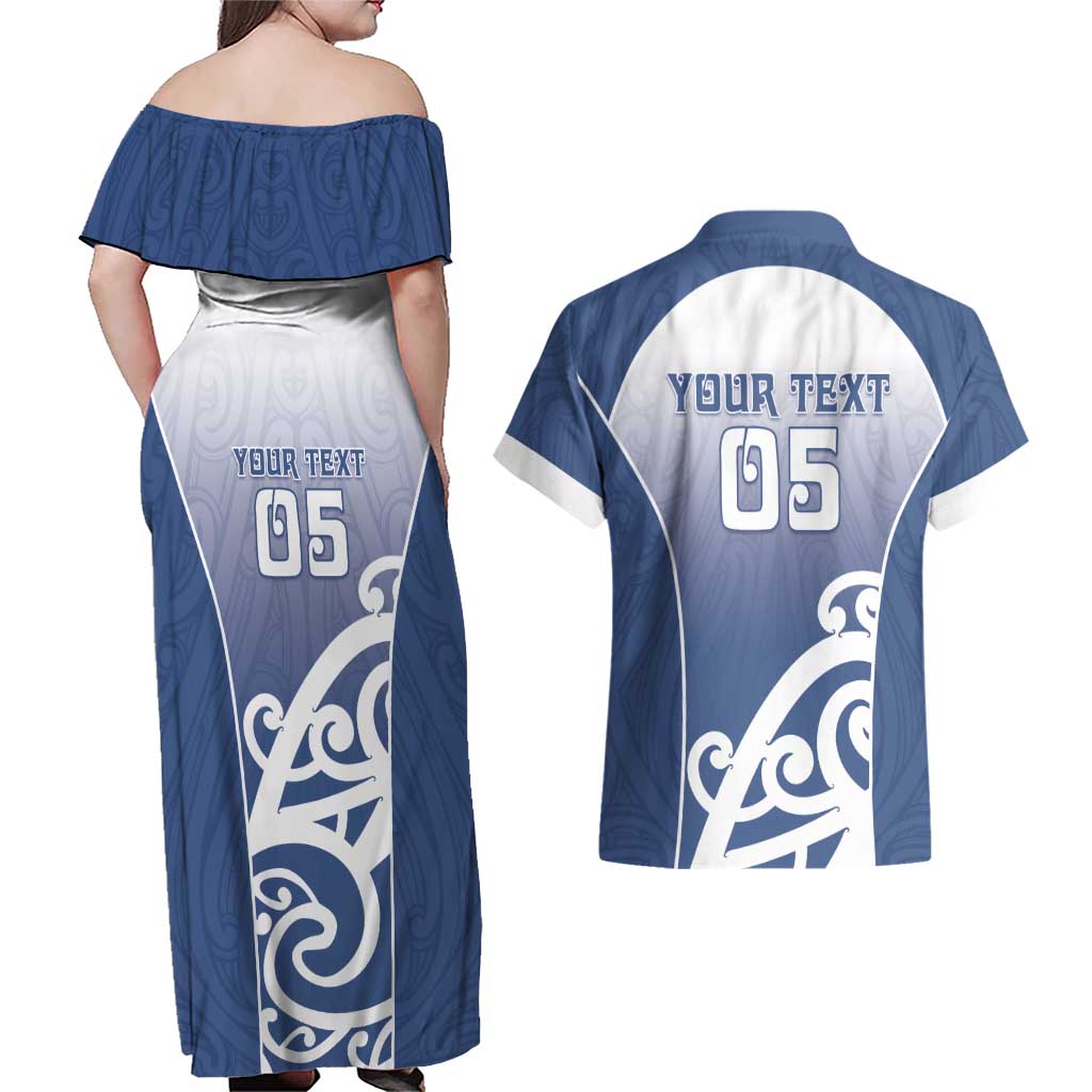 Custom New Zealand Aotea College Couples Matching Off Shoulder Maxi Dress and Hawaiian Shirt Maori Koru Pattern LT05 - Polynesian Pride