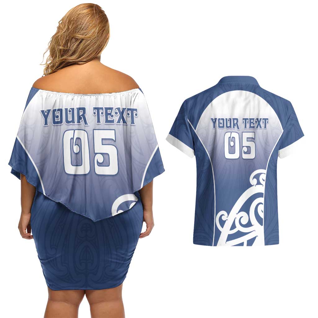Custom New Zealand Aotea College Couples Matching Off Shoulder Short Dress and Hawaiian Shirt Maori Koru Pattern LT05 - Polynesian Pride