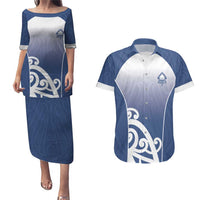 Custom New Zealand Aotea College Couples Matching Puletasi and Hawaiian Shirt Maori Koru Pattern