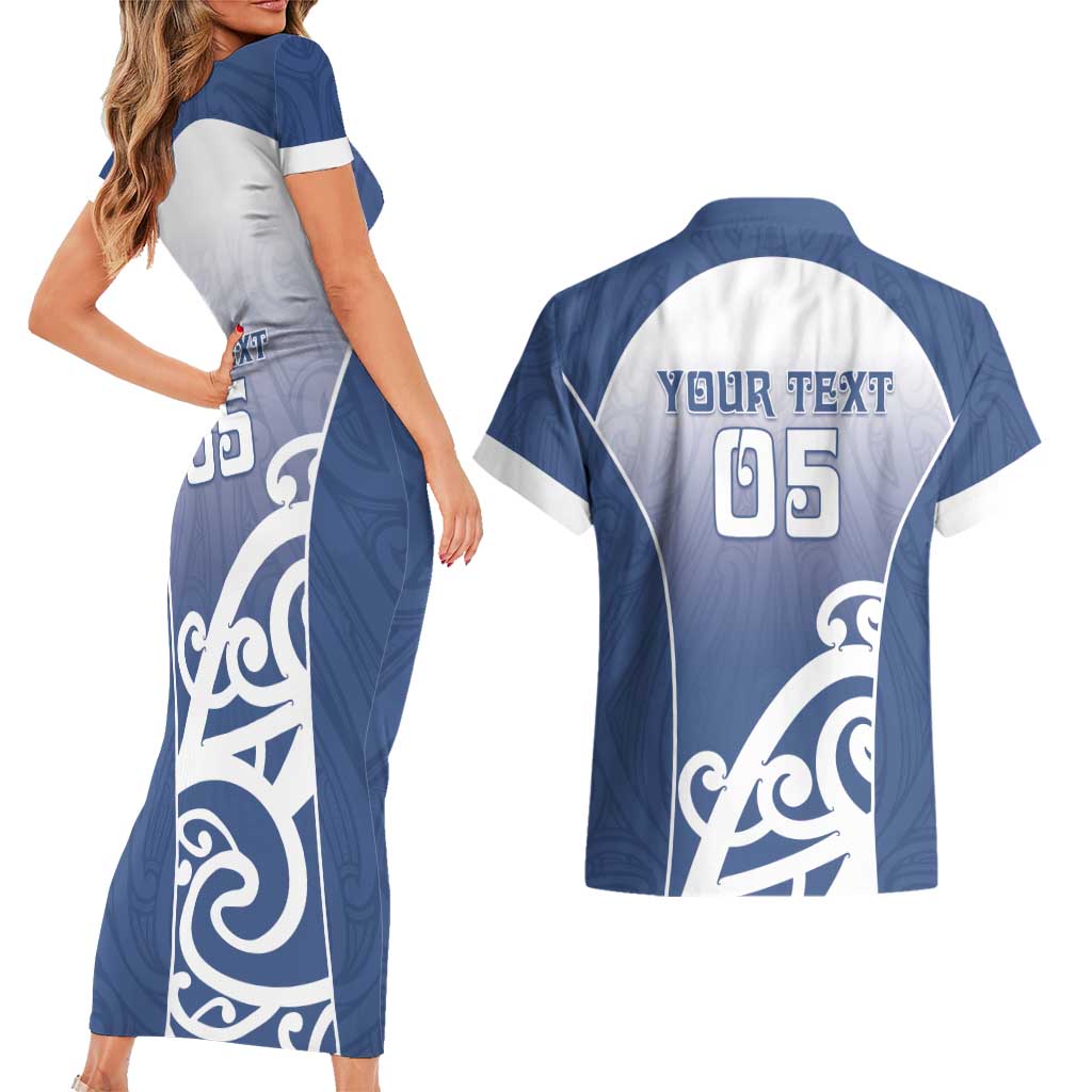 Custom New Zealand Aotea College Couples Matching Short Sleeve Bodycon Dress and Hawaiian Shirt Maori Koru Pattern LT05 - Polynesian Pride