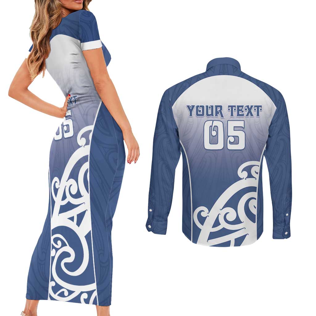 Custom New Zealand Aotea College Couples Matching Short Sleeve Bodycon Dress and Long Sleeve Button Shirt Maori Koru Pattern LT05 - Polynesian Pride
