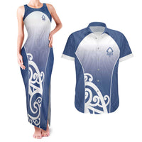 Custom New Zealand Aotea College Couples Matching Tank Maxi Dress and Hawaiian Shirt Maori Koru Pattern LT05 Blue - Polynesian Pride