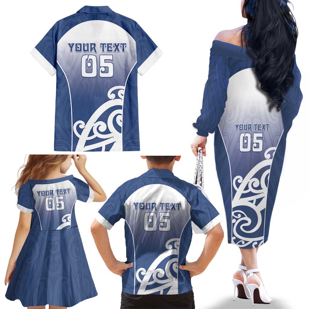 Custom New Zealand Aotea College Family Matching Off The Shoulder Long Sleeve Dress and Hawaiian Shirt Maori Koru Pattern LT05 - Polynesian Pride