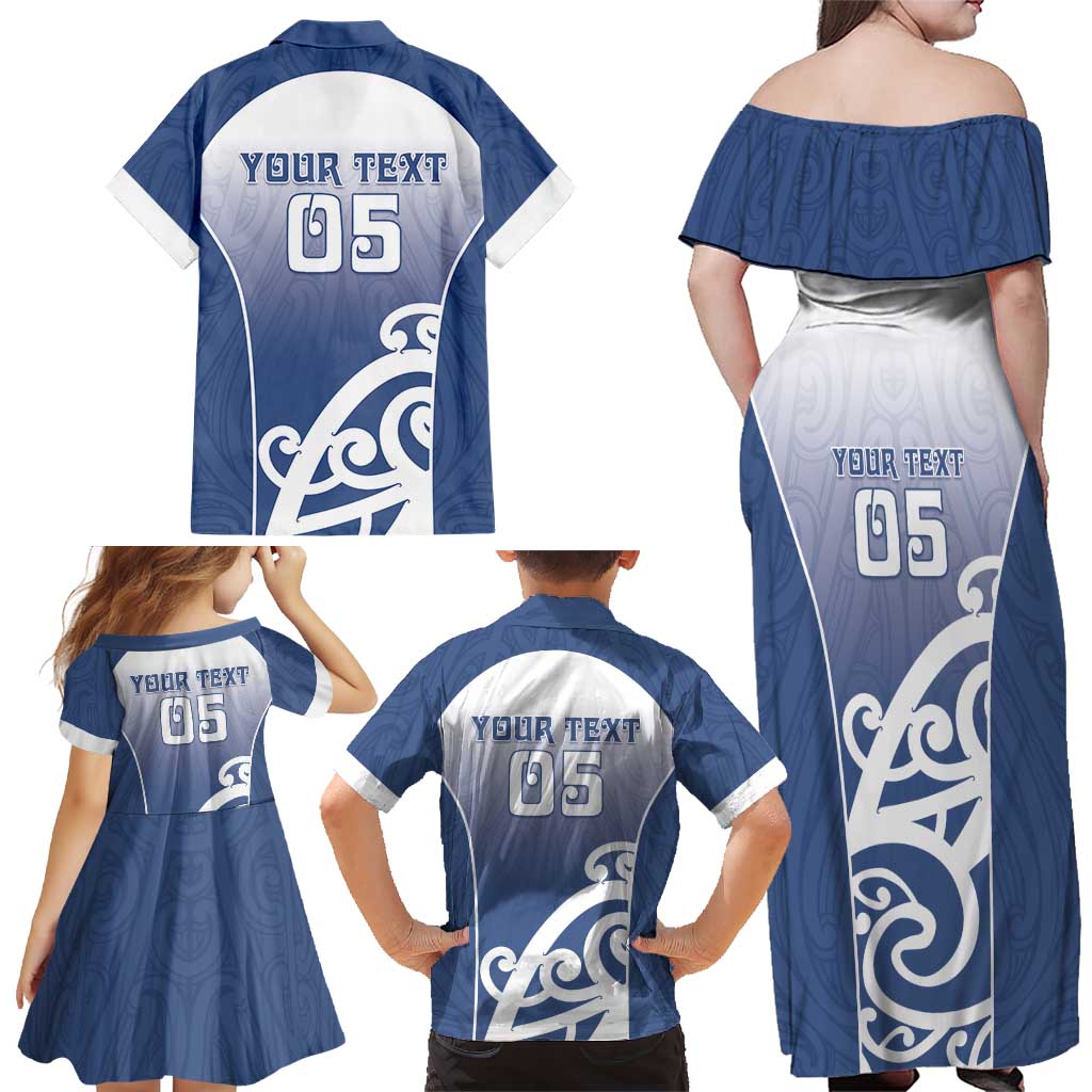 Custom New Zealand Aotea College Family Matching Off Shoulder Maxi Dress and Hawaiian Shirt Maori Koru Pattern LT05 - Polynesian Pride