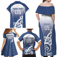 Custom New Zealand Aotea College Family Matching Off Shoulder Maxi Dress and Hawaiian Shirt Maori Koru Pattern LT05 - Polynesian Pride