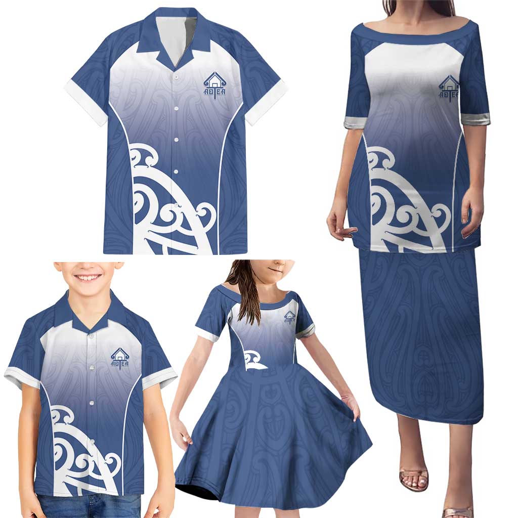 Custom New Zealand Aotea College Family Matching Puletasi and Hawaiian Shirt Maori Koru Pattern LT05 - Polynesian Pride